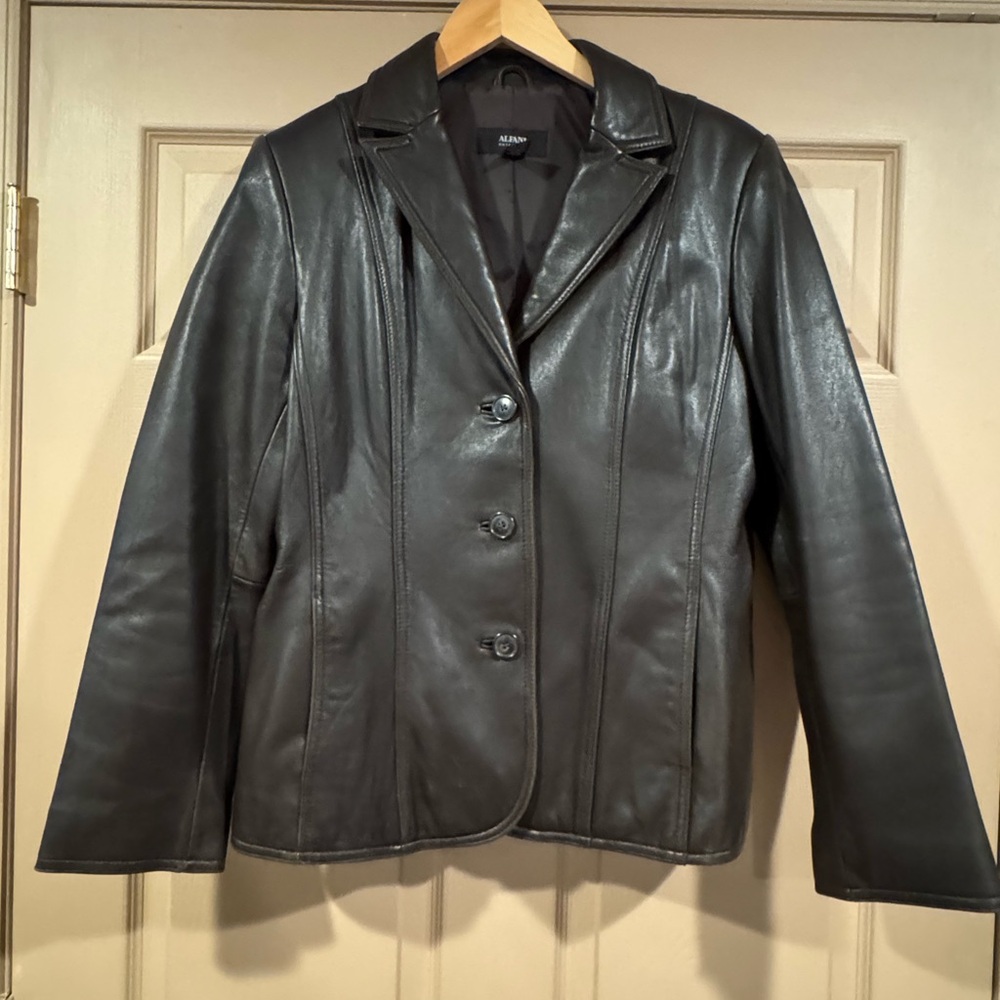 Alfani Dark Dark Brown Leather Jacket